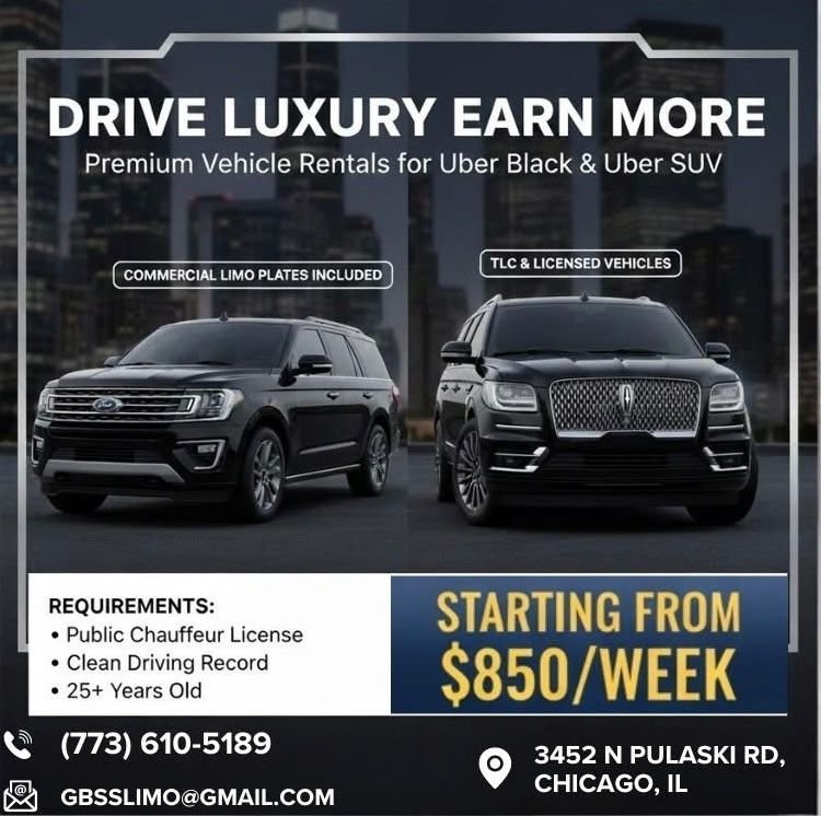 Weekly Rental For Uber Black/SUV Available Starting From $850